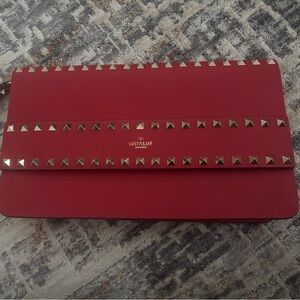 Valentino Red Studded Clutch